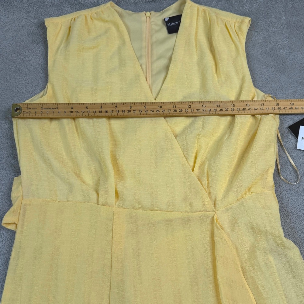 NWT Maison Tara Womens Butter Yellow Sleeveless Faux Wrap Maxi Dress Size 12 - Picture 15 of 15